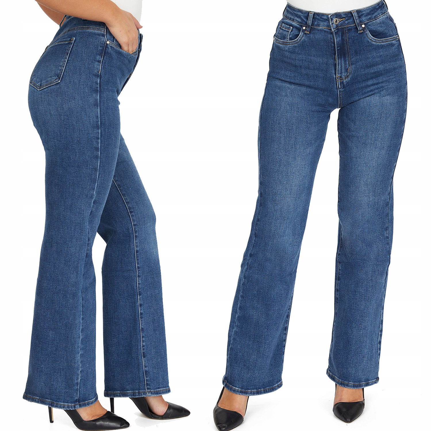 652_JEANSOWE Spodnie Szwedy Goodies Damskie Szerokie Nogawki Proste M/38