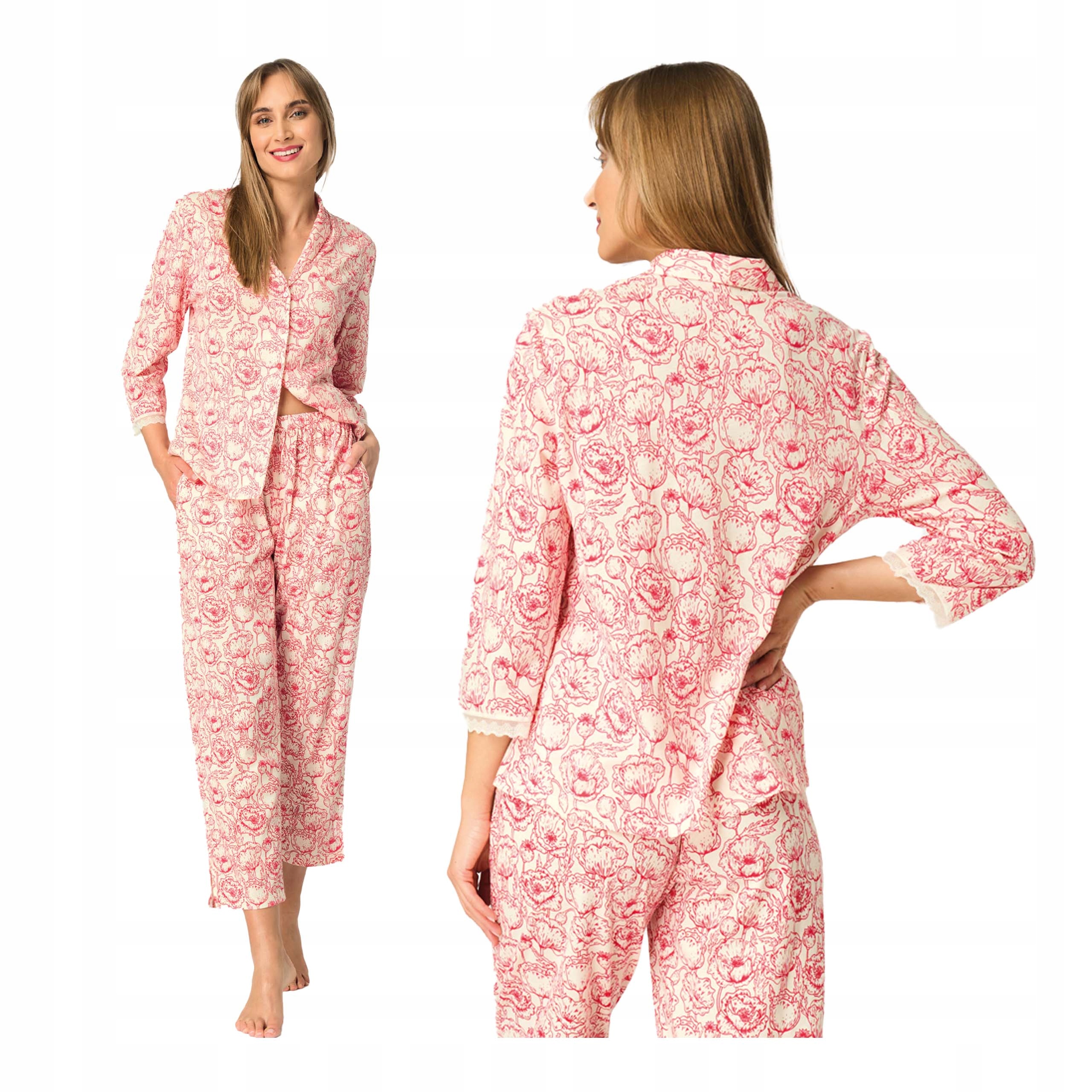 Dámské bavlněné rozepínací dvoudílné pyžamo 100 bavlna L Key