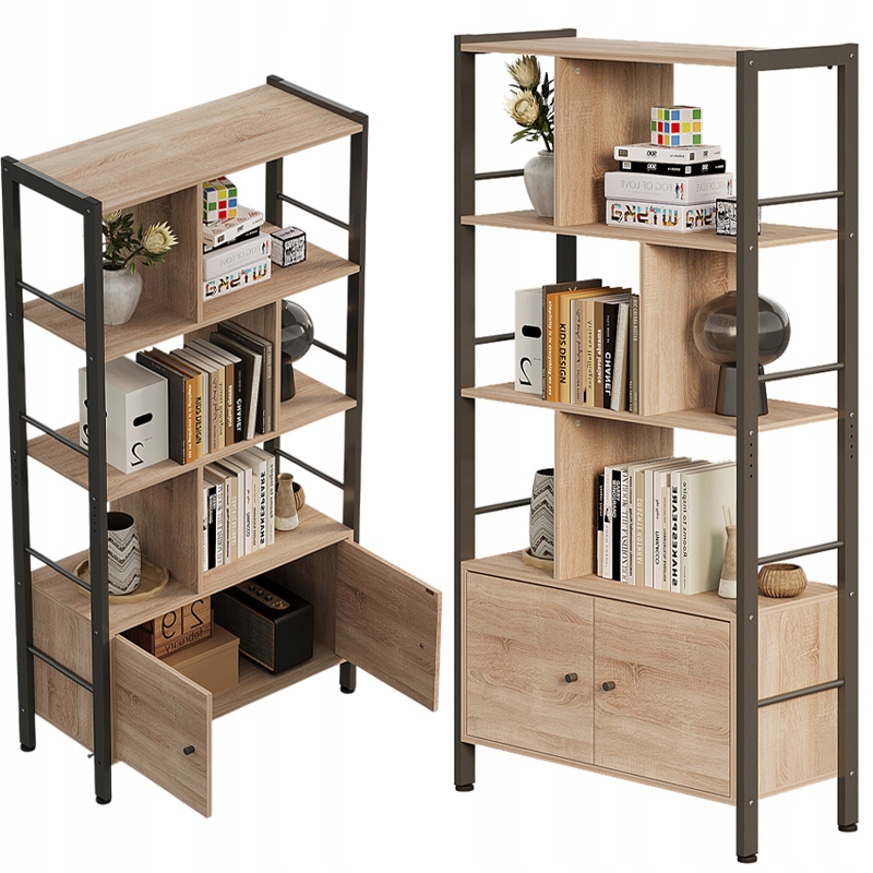 Regál Na Knihy Moderný Univerzálny S Uzamykateľnými Skrinkami Loft Priestranný