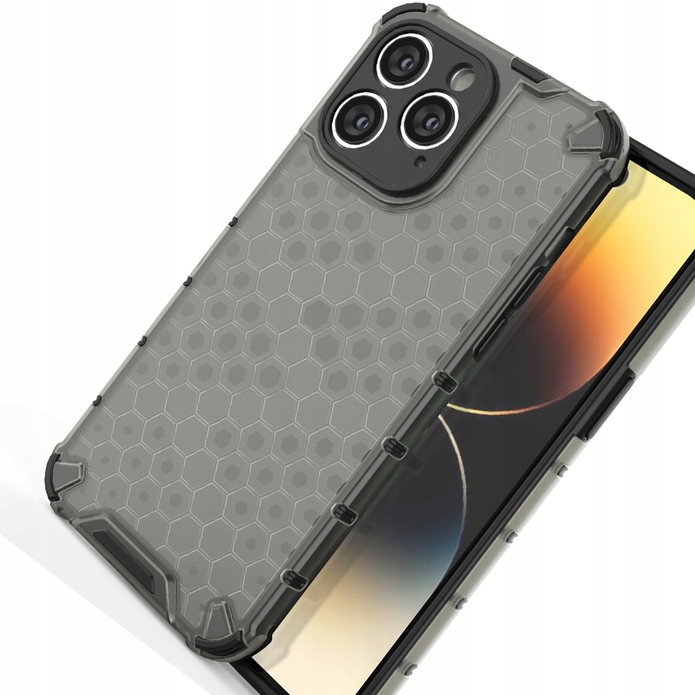 Honeycomb etui iPhone 14 Pro pancerny hybrydowy pokrowiec czarne Hurtel