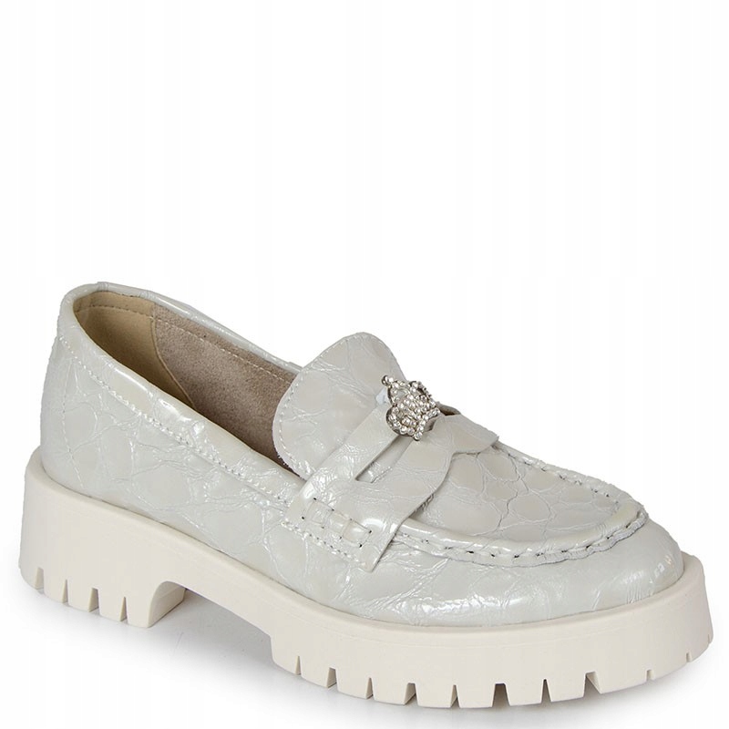 Chebello 4291 Bílé Kožené Mokasíny S Ozdobou 38
