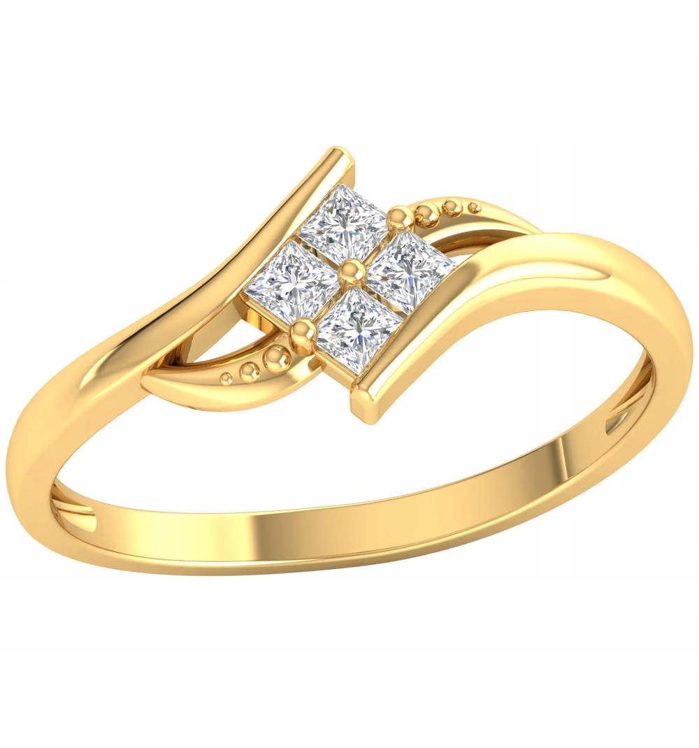 Zlatý Prstýnek Se Čtvercovými Zirkony 585