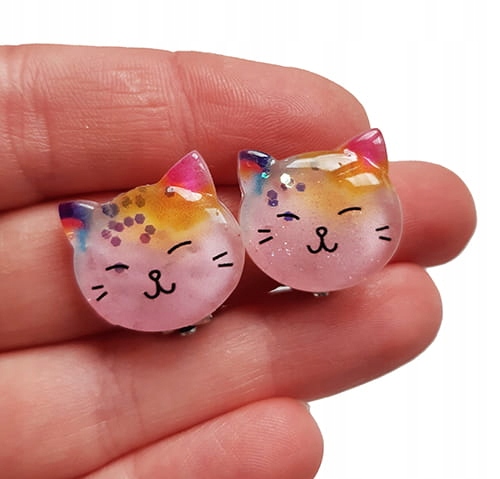 Klipsy dla dziewczynki hand made kotki