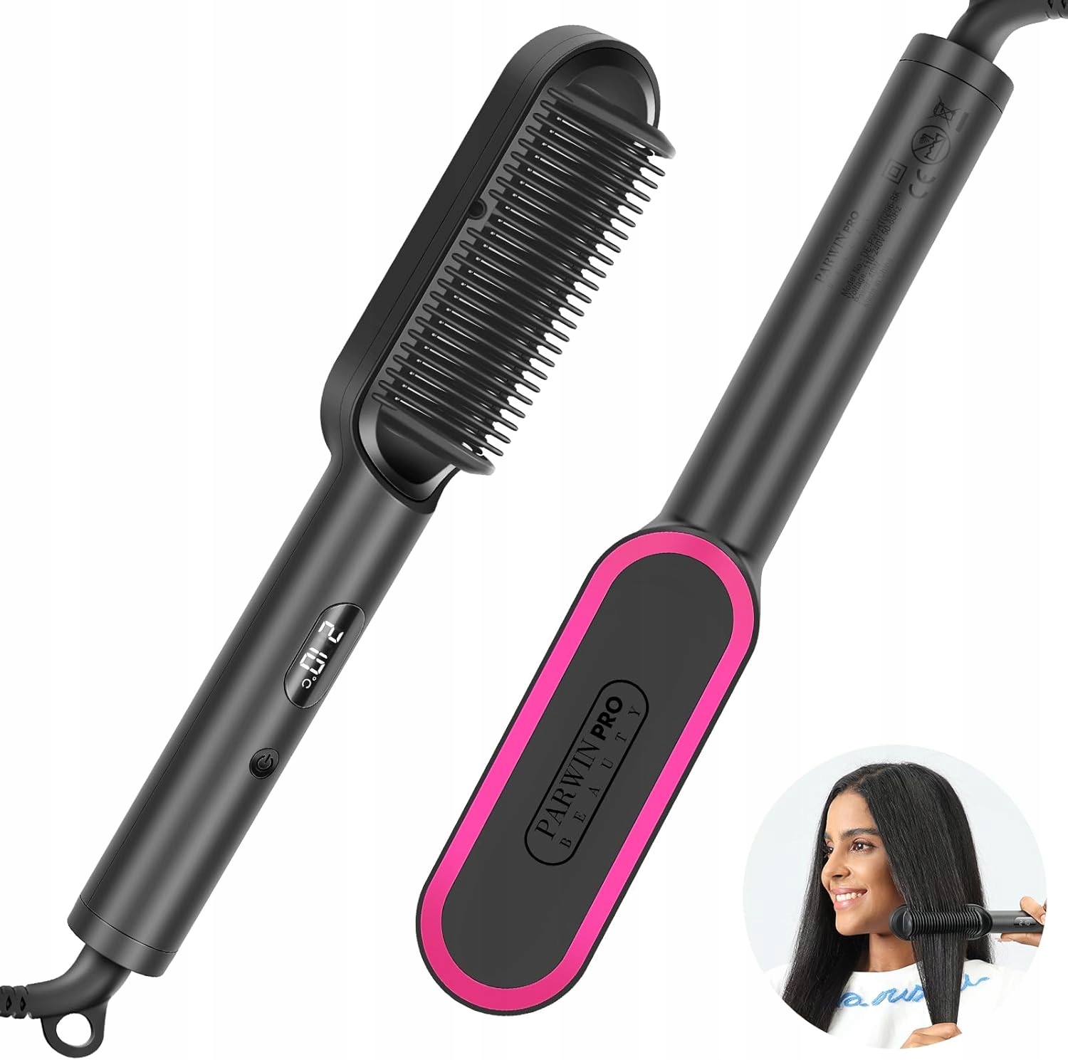 Parwin Pro Beauty iontová žehlička na vlasy s Led displejem a kartáčem