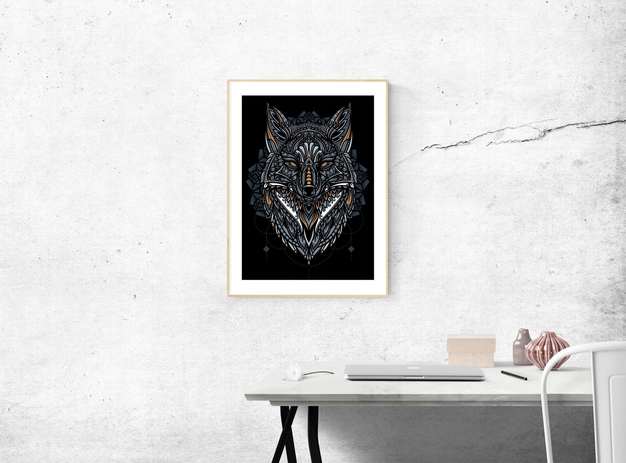 Plakat nowoczesny grafika A3 boho wilk Kod producenta Plakat A3