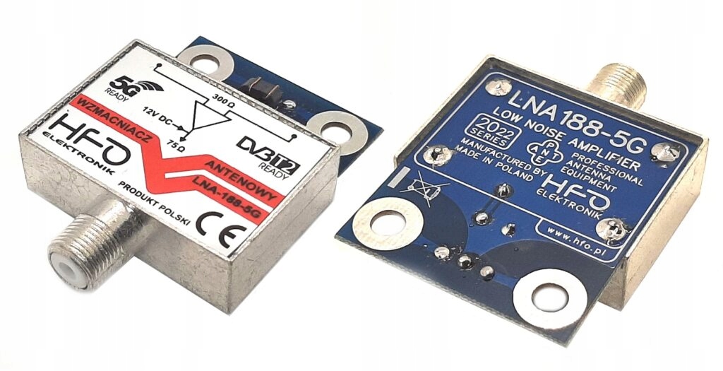 Bardzo Mocny Wzmacniacz Hermetyczny Na Wtyk F 32 dB Do Anteny Siatkowej Stan opakowania oryginalne