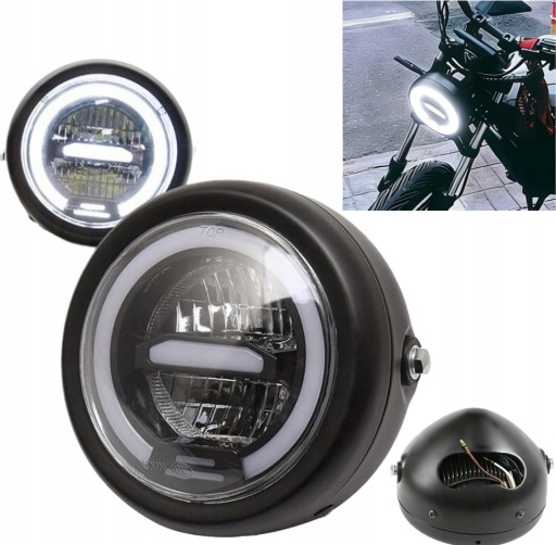 Motocyklowa przednia okrągła retro lampa Led 6,5 cala Reflektor