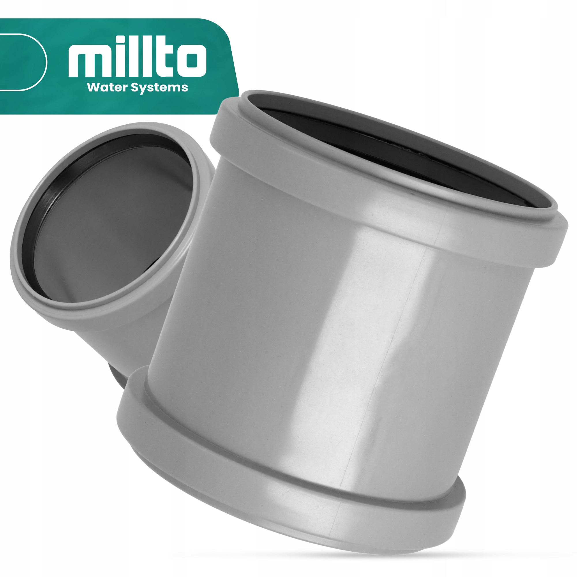 MUFA Kanalizacyjna 110 RURY PCV Nasuwka Łącznik Złącze ZŁĄCZKA Wody SZARA Marka Millto