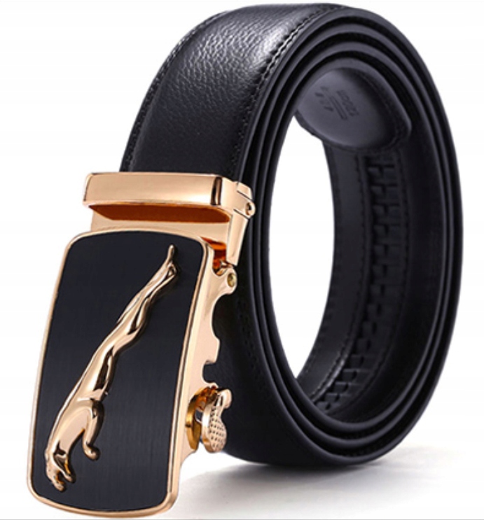 Luxusní Kožený Opasek Jaguar Zlatý Automat 110 CM