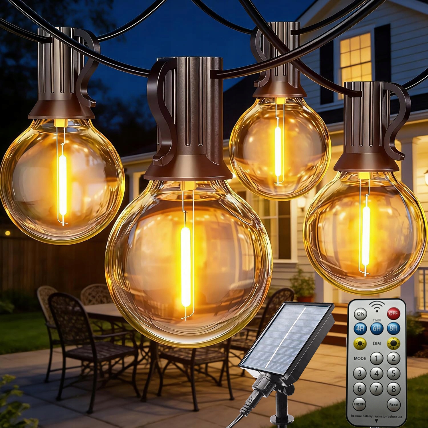 20M Girlanda solarna Led ogrodowa 25 x żarówek Led Kulki solarne Led