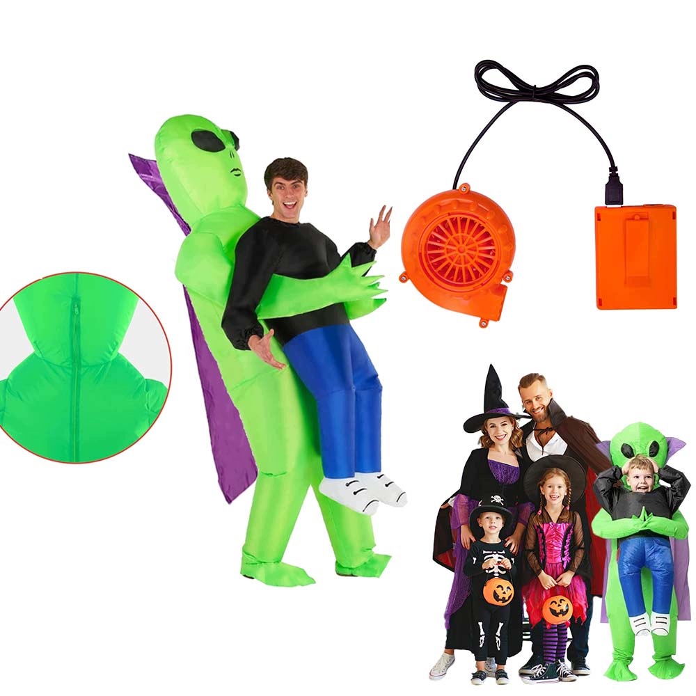 Nafukovací kostým Alien Ufo Mimozemšťan Převlek Kostým Halloween 150-190 cm
