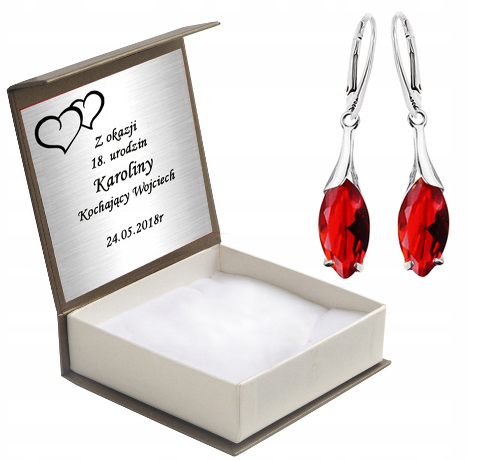 

Kolczyki Sopelki Z Czerwonymi Cyrkoniami+grawer