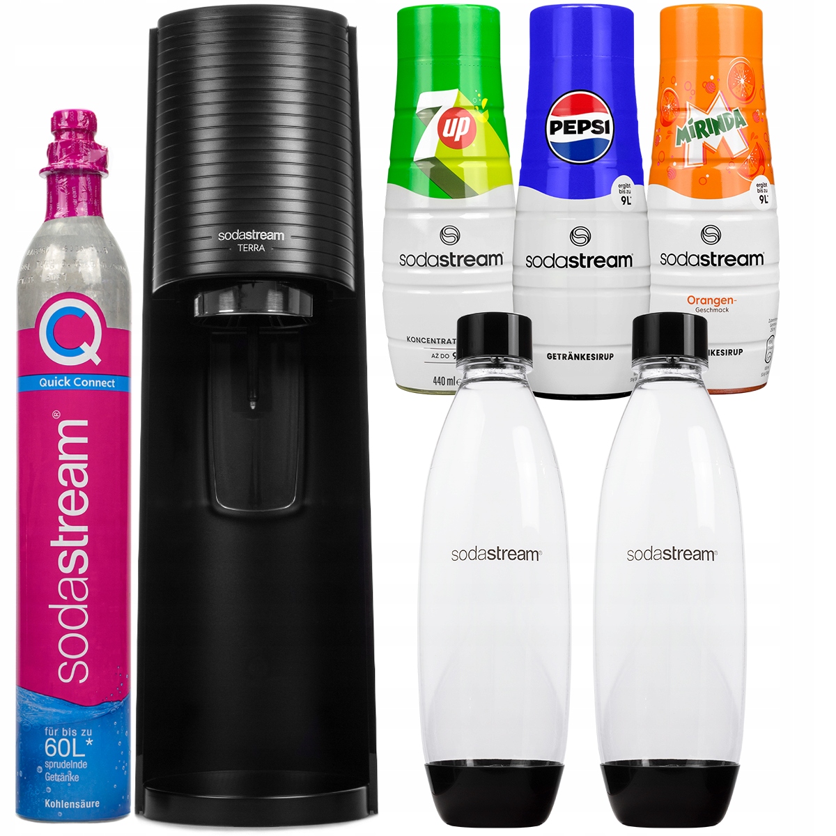 Zestaw Saturator Sodastream Terra Black Z 2 Butelkami Syropy Koncentraty