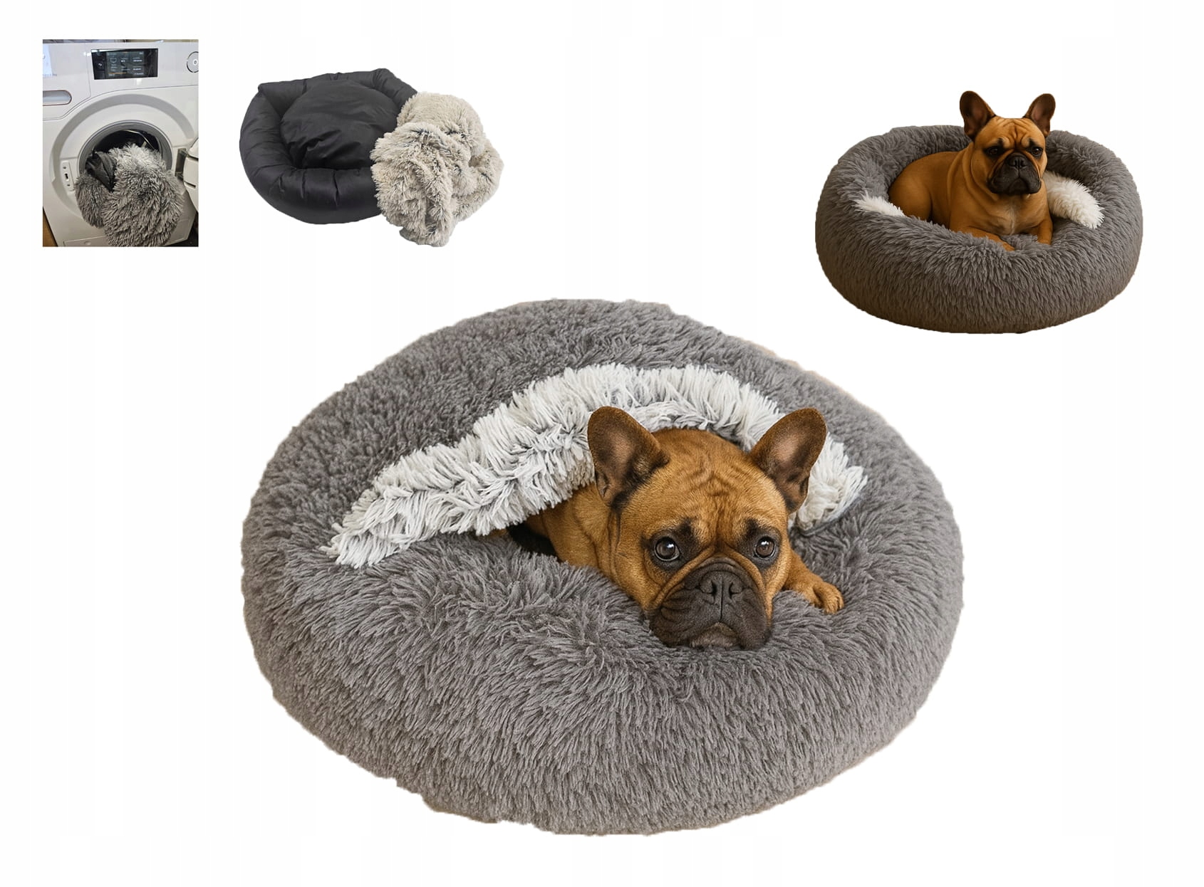 Pelíšek Obláček Norka pro psa a kočku 65 Shaggy Snímatelný potah Šedá