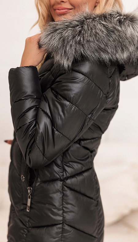 DŁUGA KURTKA ZIMOWA CIEPŁA Z KAPTUREM XXL Rozmiar XXL