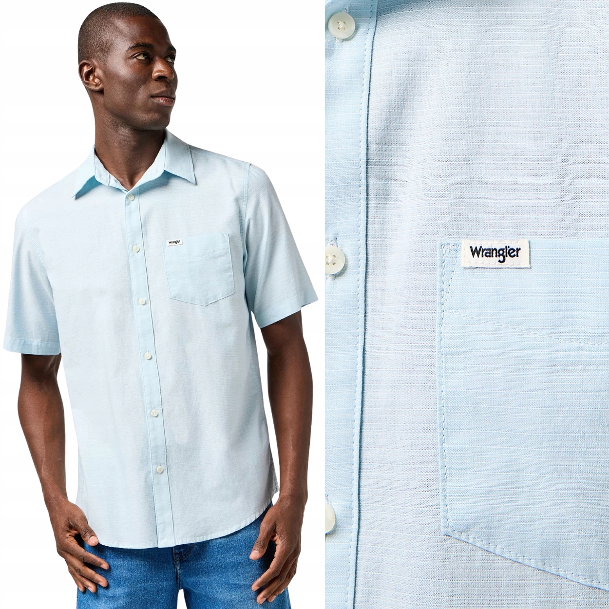 Wrangler 1 Pkt Shirt Dream Blue bavlněná modrá košile s krátkým rukávem S