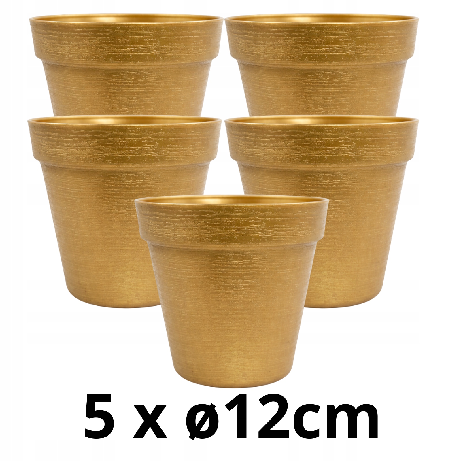 5 x Doniczka w Stylu LOFT 12 cm, Eko, UV Odporna, Złoty
