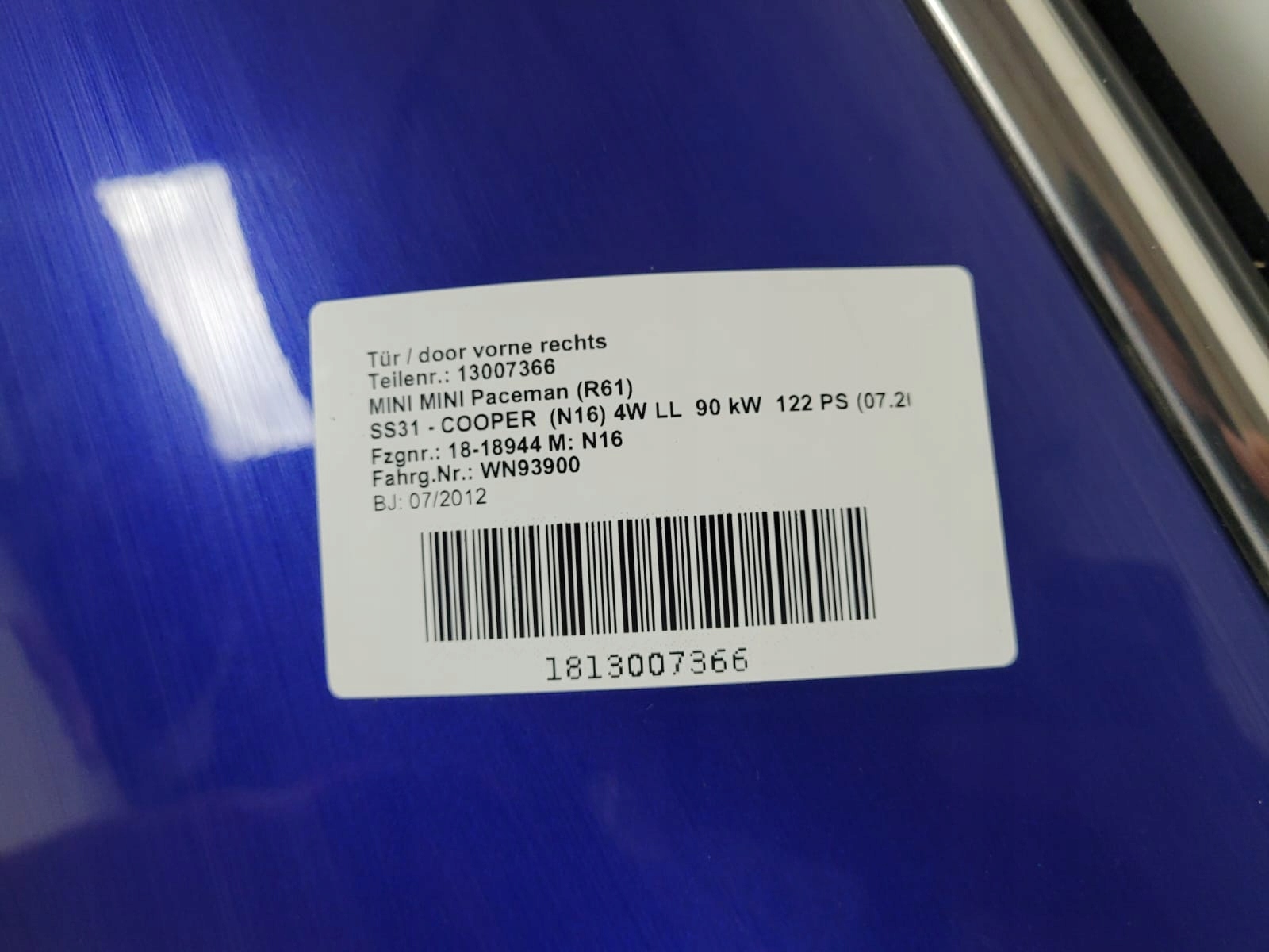 MINI PACEMAN R61 11-16 door right front front
