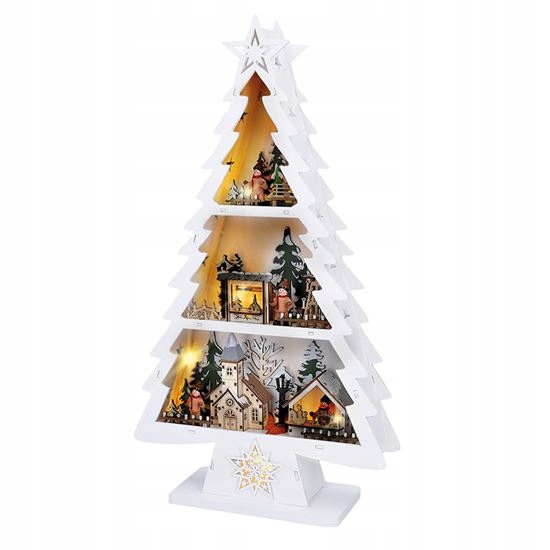 Solight Led drevený stromčeks dekoráciami 1V283