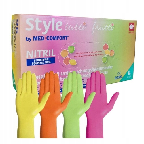 

Rękawiczki Nitrylowe Kolorowe Tutti Frutti S 96szt