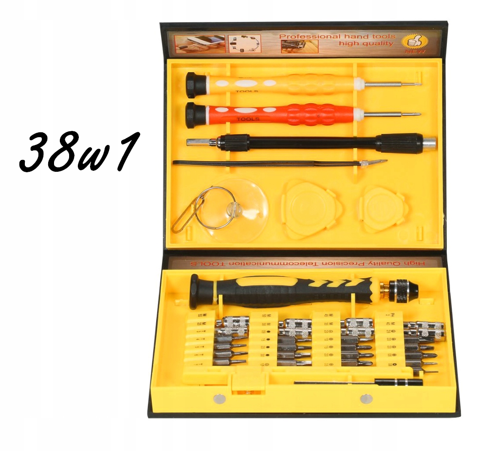 Zestaw Serwisowy Wkrętaków Śrubokrętów Precyzyjnych Do Naprawy 38w1 Etui Rodzaj zestaw