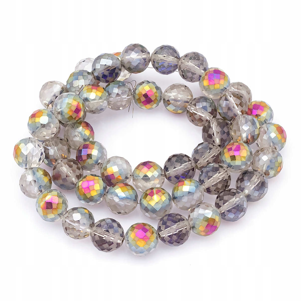 Korálky Sklo Galvanizace 12mm 47ks/53cm/nic