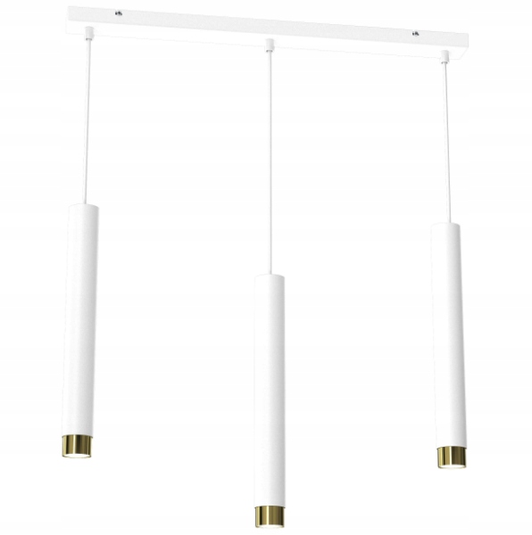Ewilight Závěsná lampa 3-bodová lišta Tube Lux 3xminiGU10 bílá/zlatá