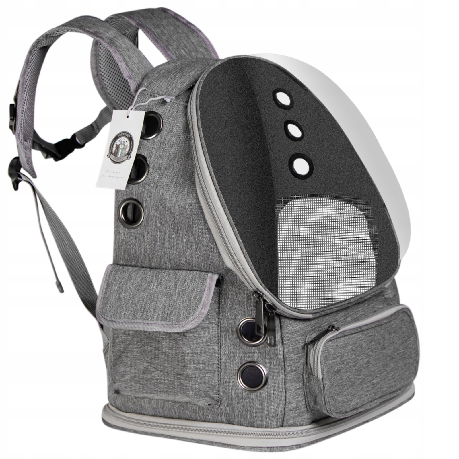 Levně Batoh Přepravka Pro Kočky Psa Cestovní Taška S Oknem Ventilace Šedá