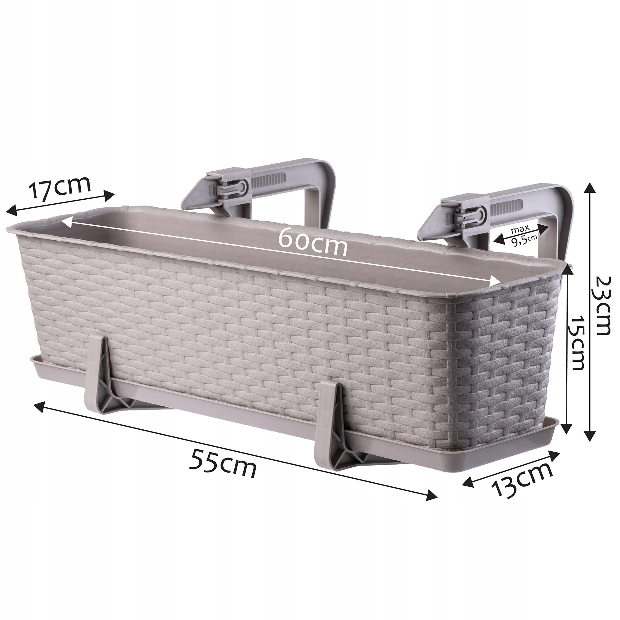 SKRZYNKA BALKONOWA DONICZKA UCHWYTY PODSTAWKA 60cm Marka Kadax