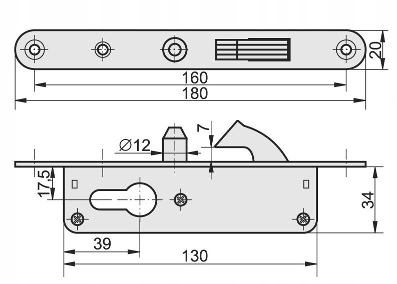 ZAMEK HAKOWY DO DRZWI DO BRAMY PRZESUWNEJ H35 kowa Marka Mika
