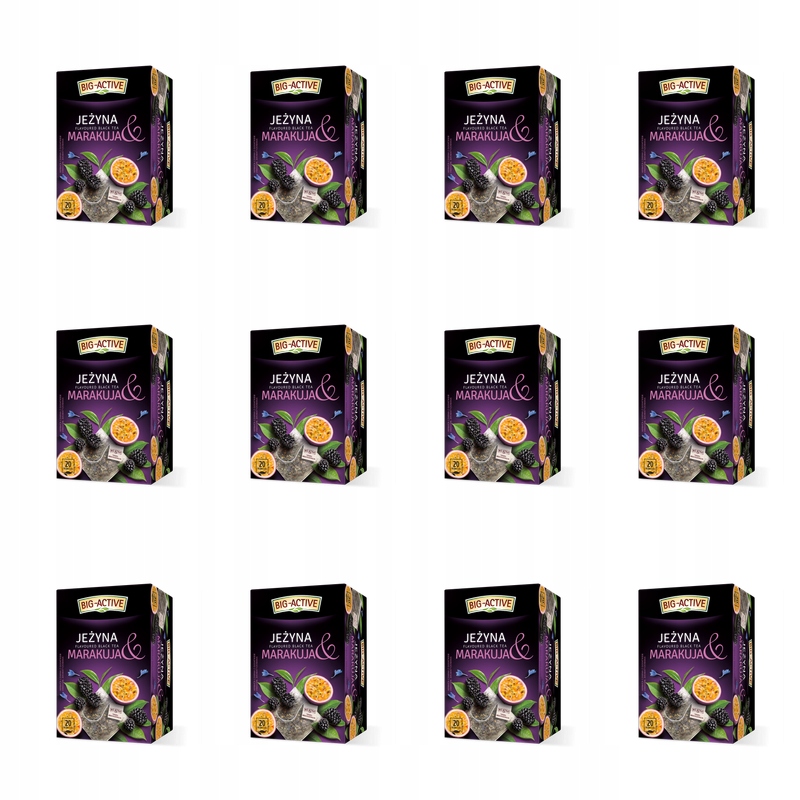 Big-Active Čaj čaj s příchutí Ostružiny a Marakui (20 sáčků x 2 g) X12