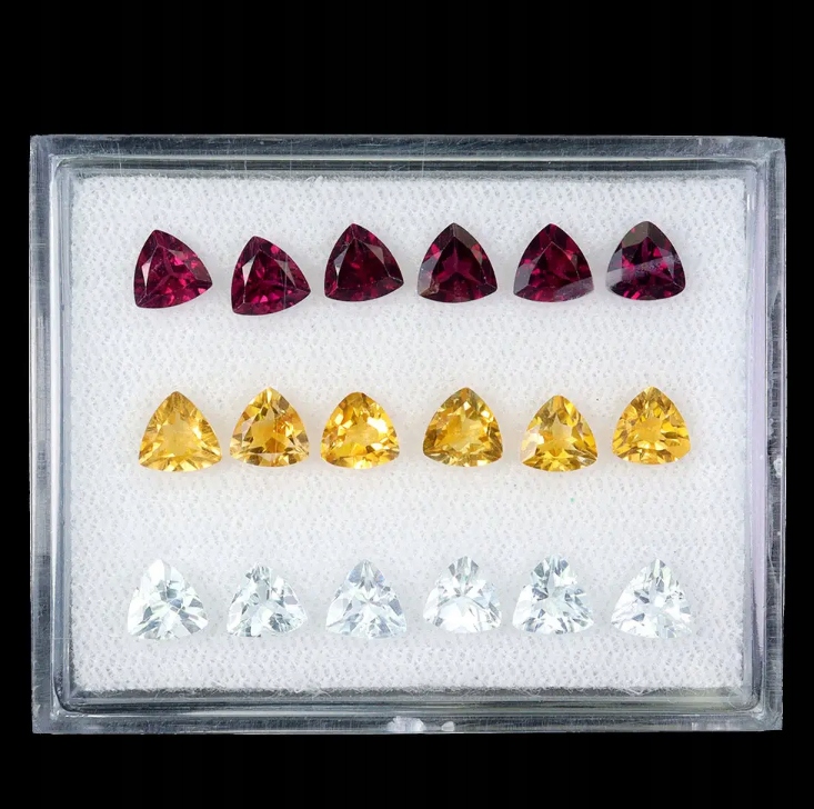 7,61 ct Naturalne Granaty, Akwamaryny, Cytryny