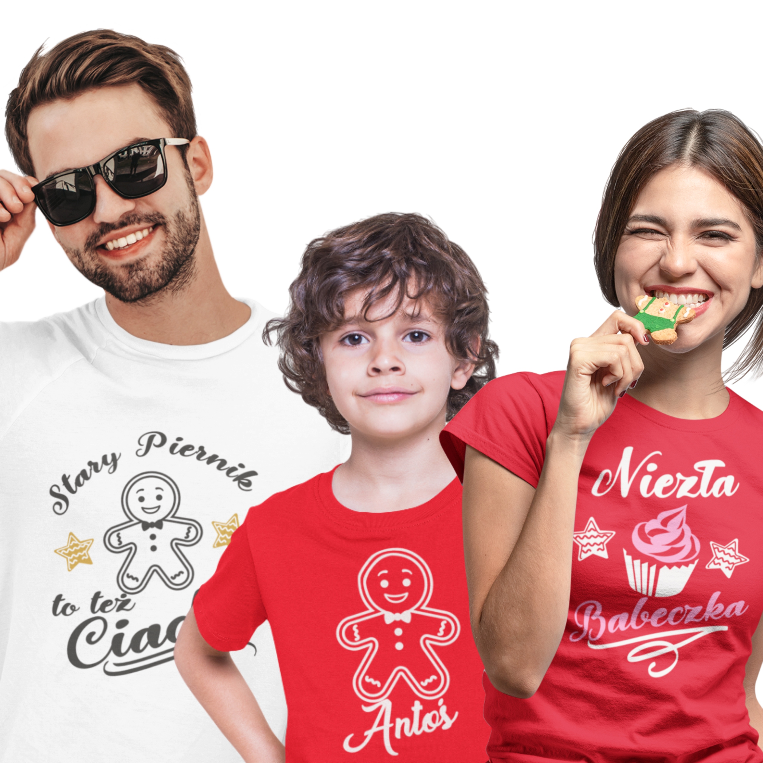 Sada triček 3 ks na Vánoce dárek pro rodinu perník 4XL