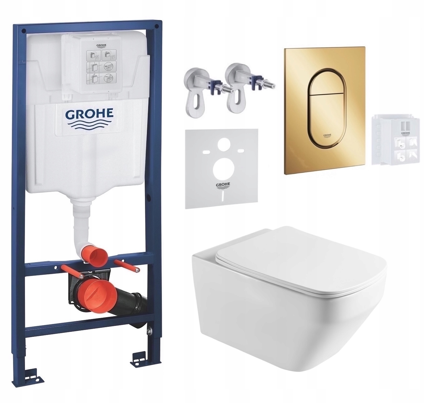 Grohe Wc rošt Rapid Sl s Wc misou Naron Tornado a zlatým tlačidlom