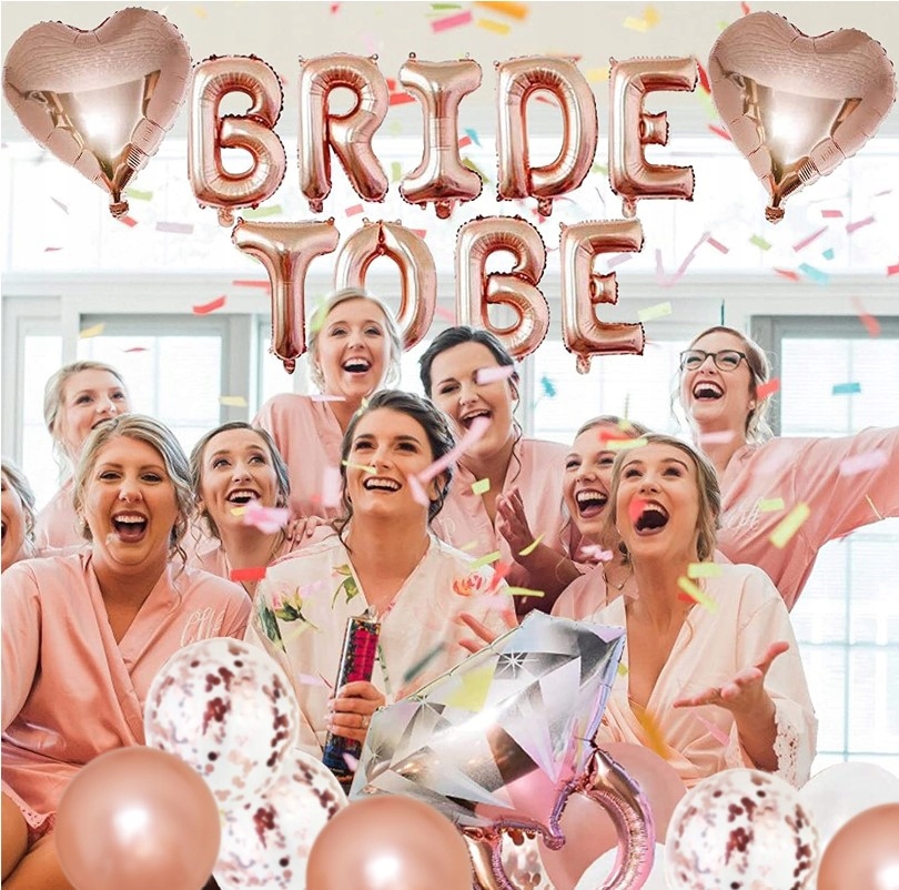 ZESTAW WIECZÓR PANIEŃSKI BALONY SZARFA ZŁOTY RÓŻ DEKORACJE BALON GIRLANDA Marka Lukoss