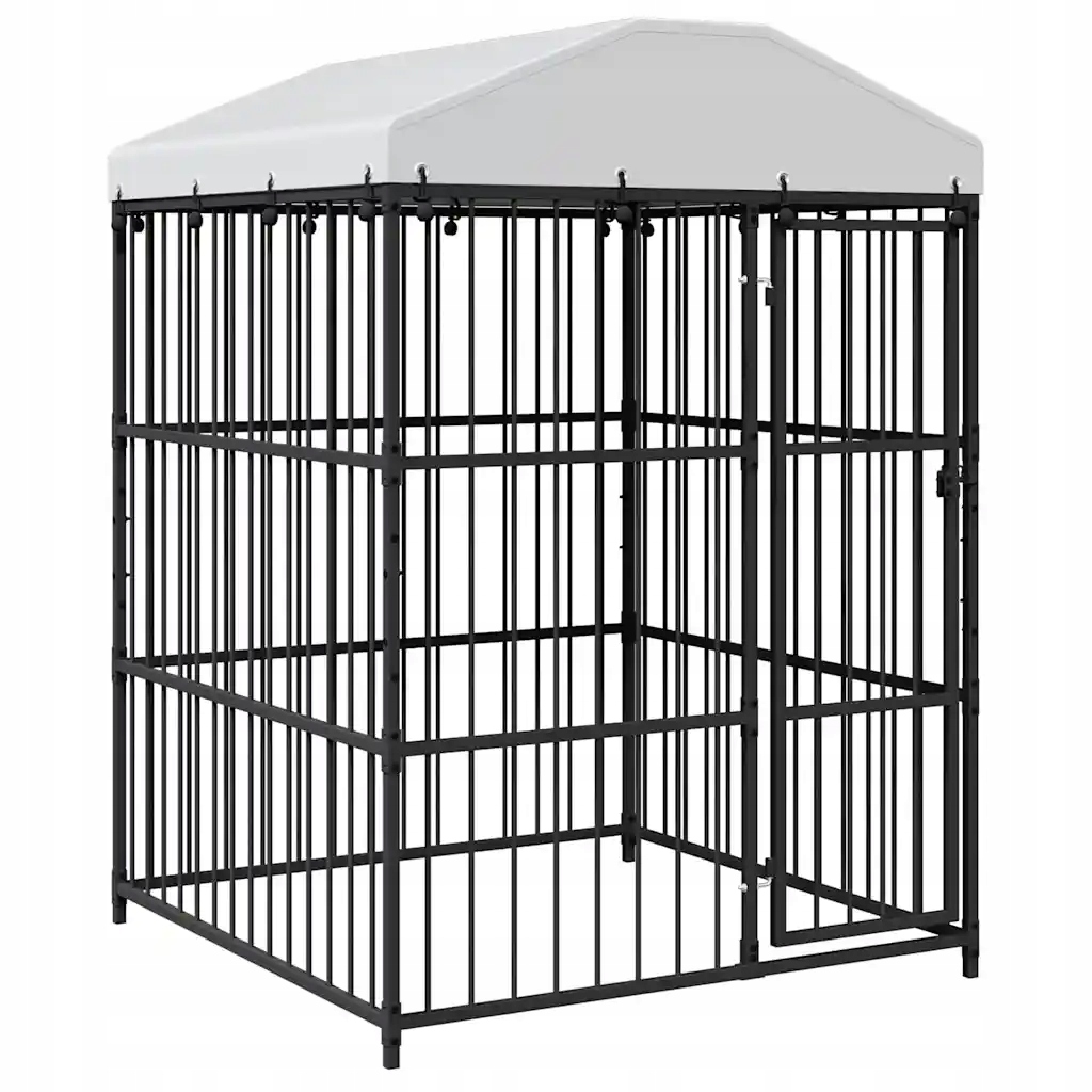 Levně Bouda pro psa 150x150x210 cm černá ocel, polyetylen