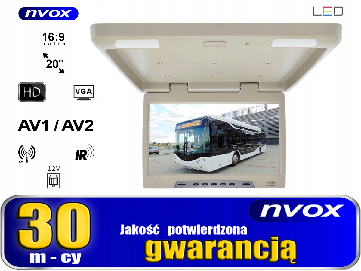 NVOX MONITOR PODSUFITOWY 20 " CALI PODWIESZANY ROZKŁADANY DO SAMOCHODU 12V Marka Nvox