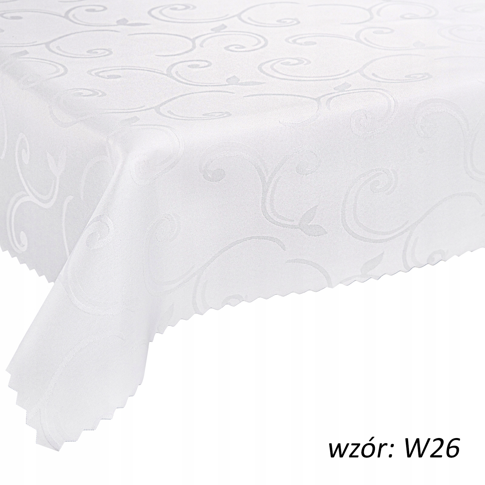 OBRUS PLAMOODPORNY NA WYMIAR POLSKI ŻAKARD 140x300 Kolor biały kremowy