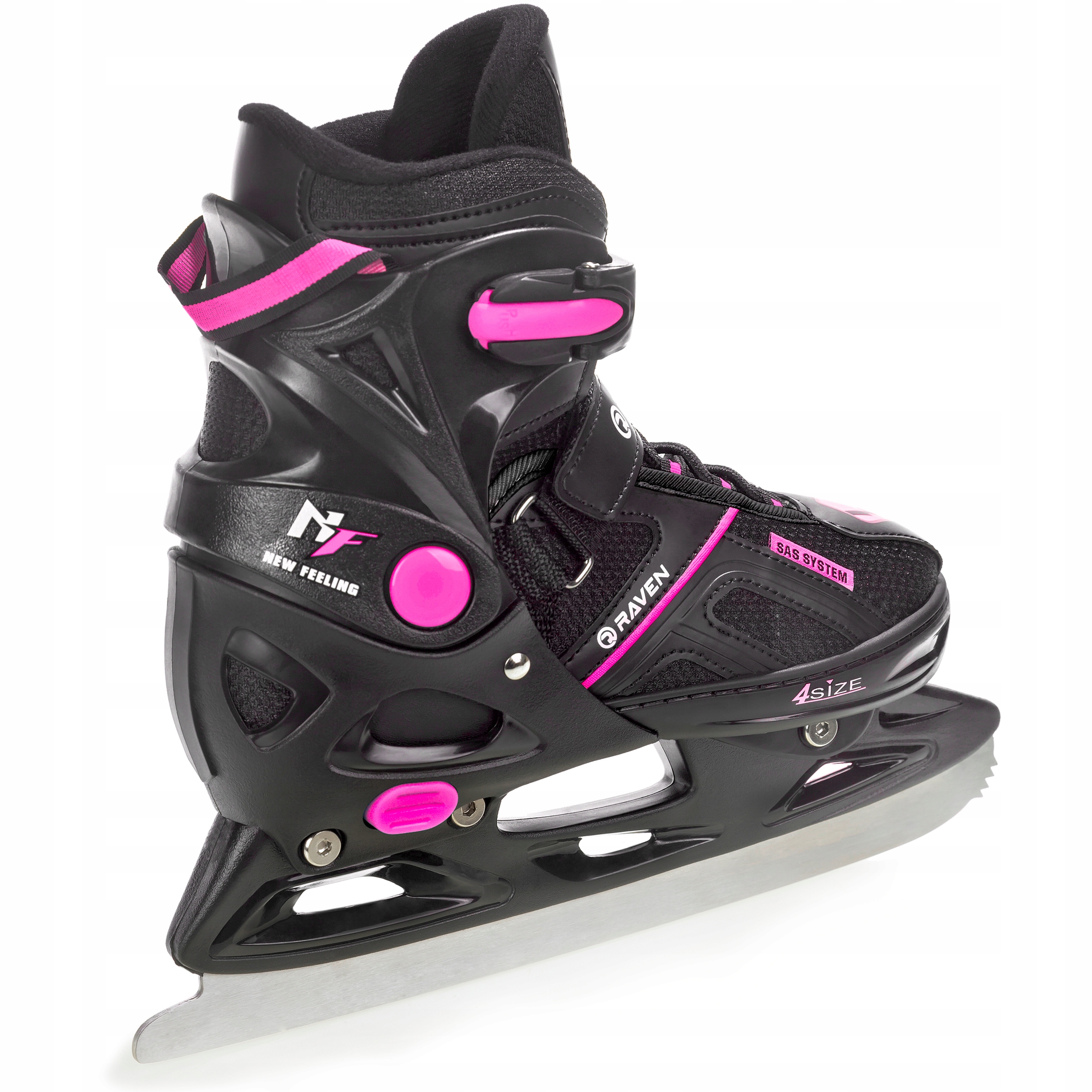 Rolki Łyżwy figurowe 2w1 Regulowane RAVEN Pulse Black/Fuchsia 40-43 Kolor dominujący czarny