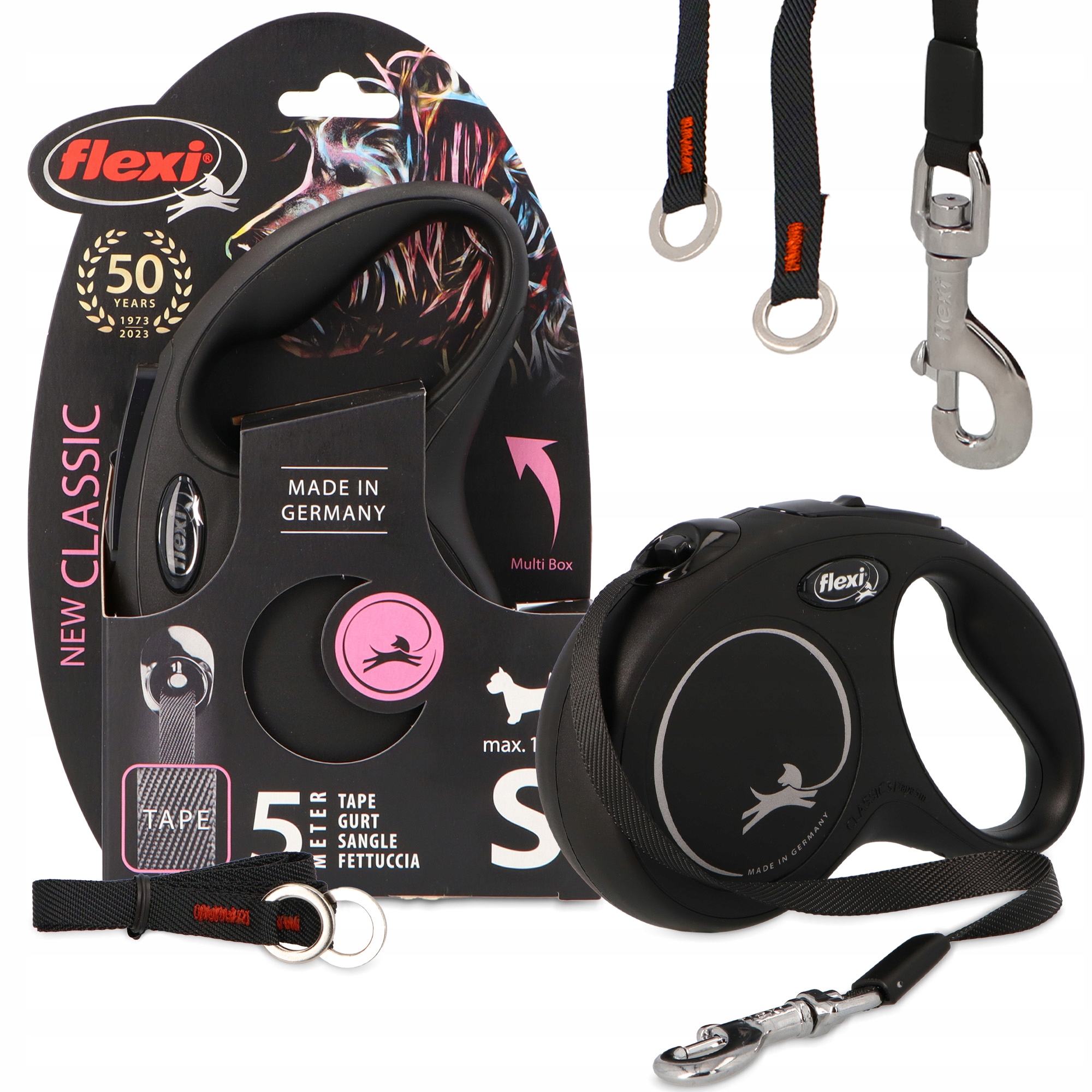 Levně Vodítko Automatická pro psa kočku Páska 5 m Svinovací Silná S blokádou 15 kg Délku 3O