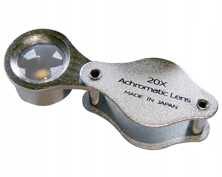 Achromatyczna lupa składana x20 szklana, metalowa