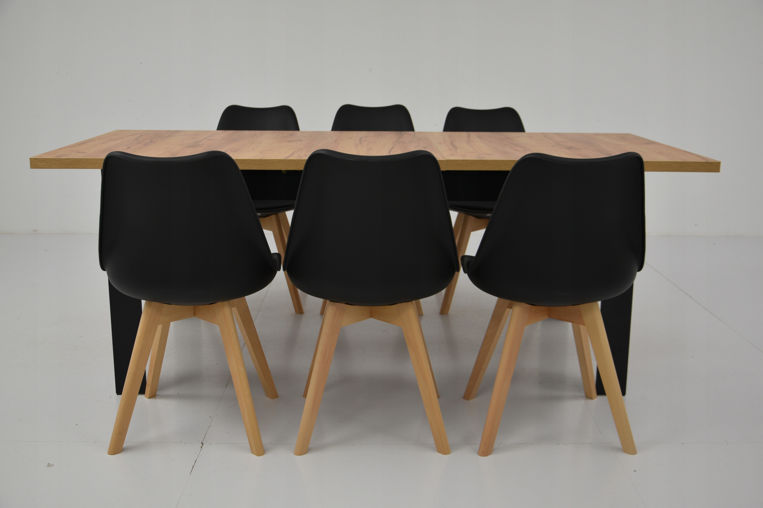 Stół rozkładany 90x160/200 6 krzeseł dąb craft komplet do salonu Marka inna