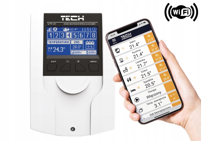 STEROWNIK SIŁOWNIKÓW TERMOSTATYCZNYCH TECH L4 WIFI