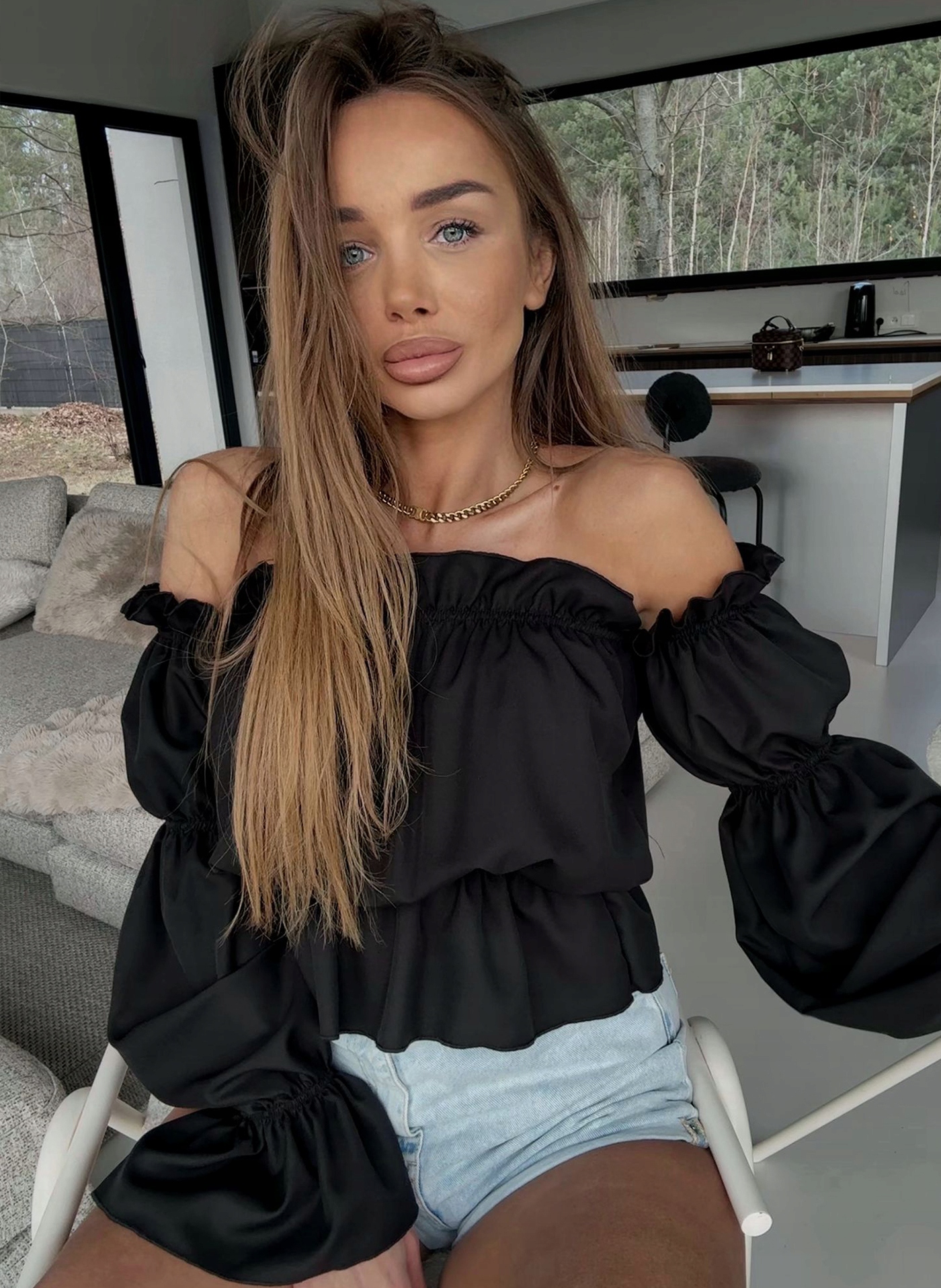 Bluzka hiszpanka damska Marbela w kolorze czarnym Agatha Studio One Size