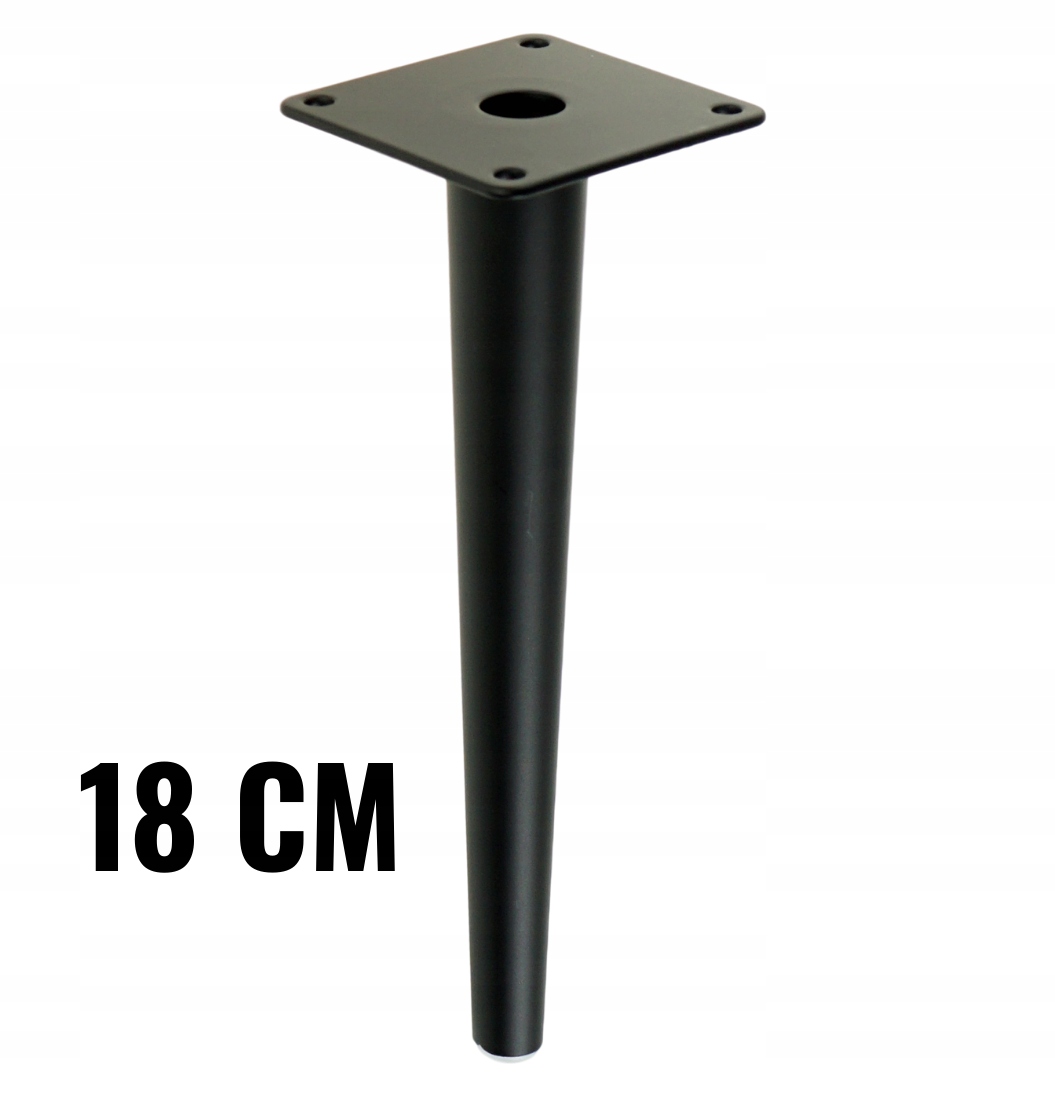 

Noga stalowa stożek 18cm, blacha montażowa, czarna