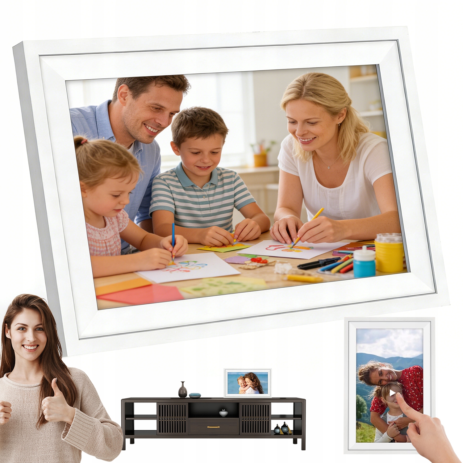 Rámeček Digitální Na Fotografie 15,6" 32GB Fotorámeček Kvalita Panel Vysoká Hd