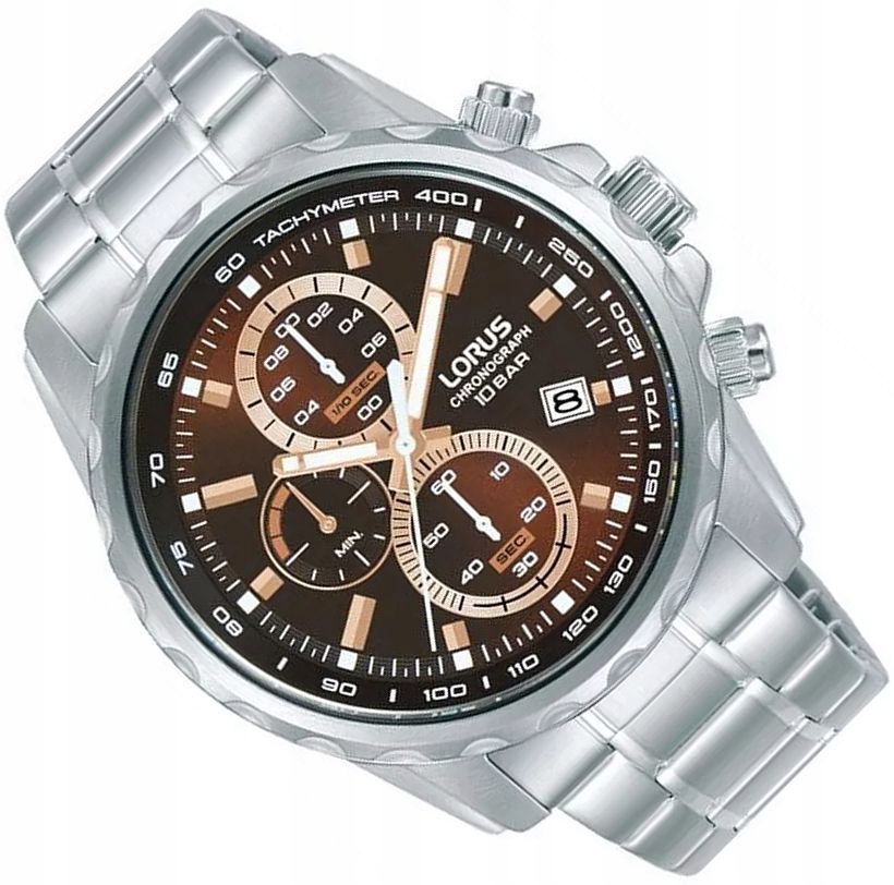 Hodinky Lorus RM377JX9 Modní Pánské Hnědé Chrono S Datem Vodotěsné Ø43 mm