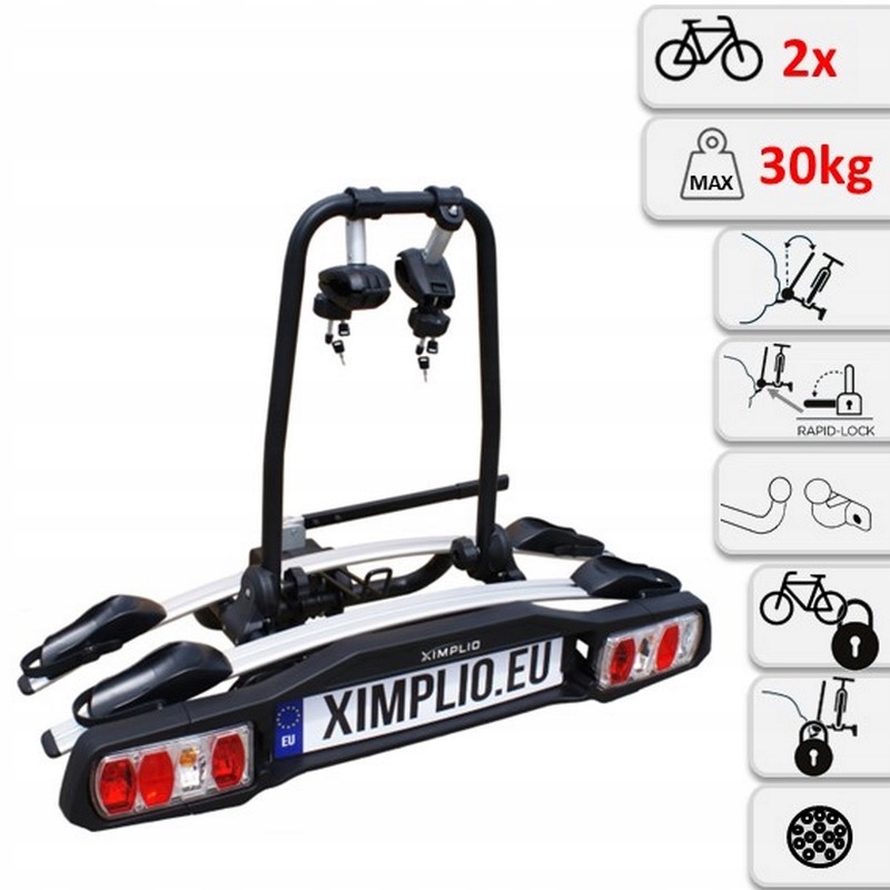 Uchwyt rowerowy na hak holowniczy XIMPLIO Ventus czarny 2 rowery