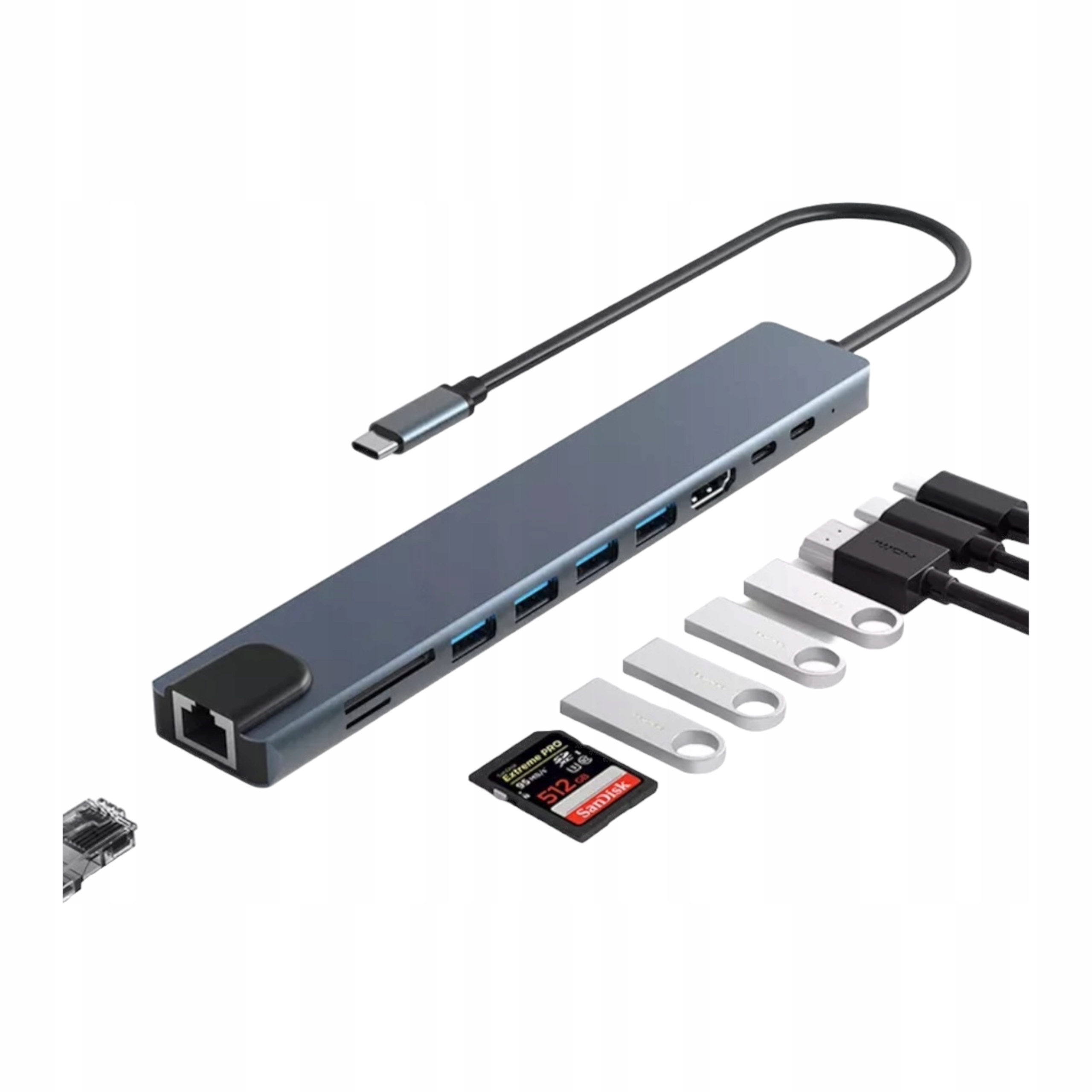 Hub Usb-c Adapter Hdmi 4k Usb 3.0 87W Lan Pd 10 w 1 Power Delivery 87W