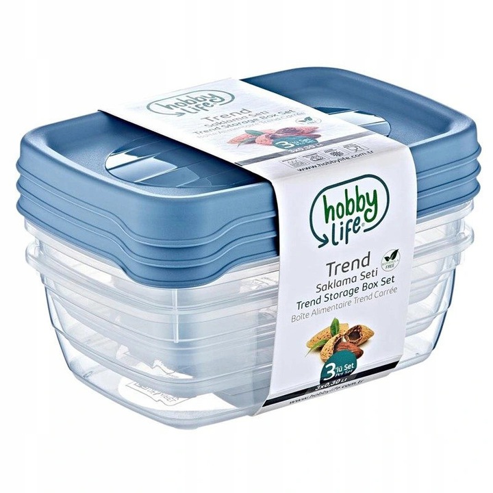 

Pojemnik Na Żywność Komplet 3 szt 0,3L 300ml